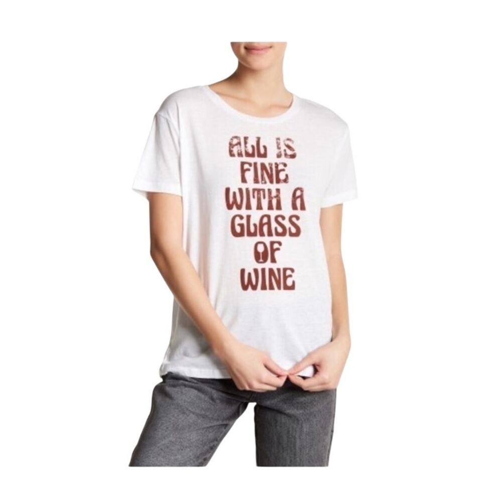 Chaser "All Is Fine With a Glass Of Wine" Graphic Tee Large New Casual